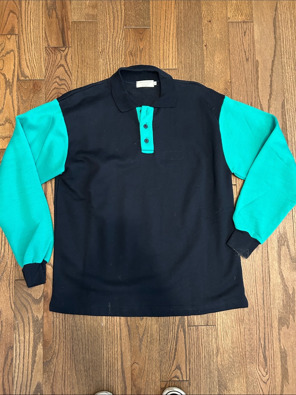 Black & Teal Long Sleeve Polo Sweatshirt
